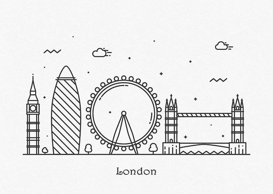 London Cityscape Travel Poster Drawing by Inspirowl Design | Fine Art