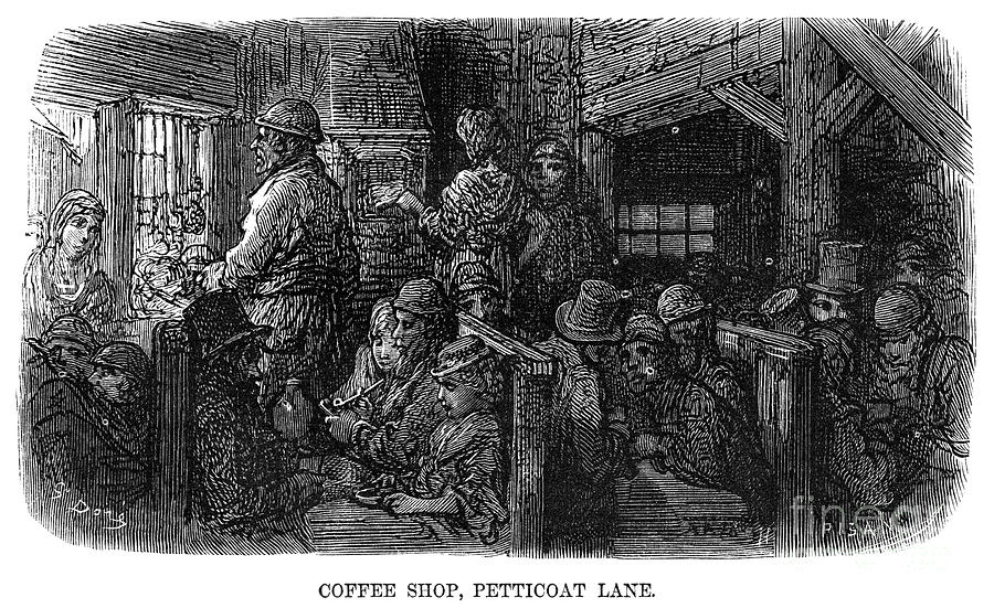 London Coffee Shop, 1872 Drawing by Gustave Dore