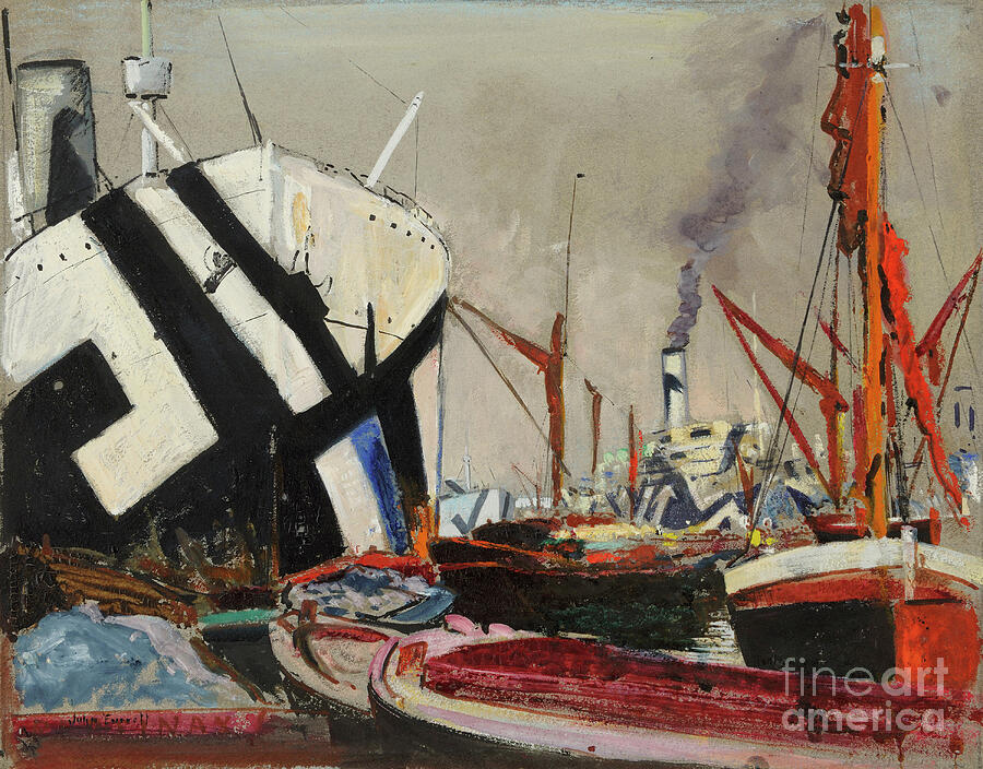 London Docks, Late 19th To Mid 20th Century Painting by John Everett