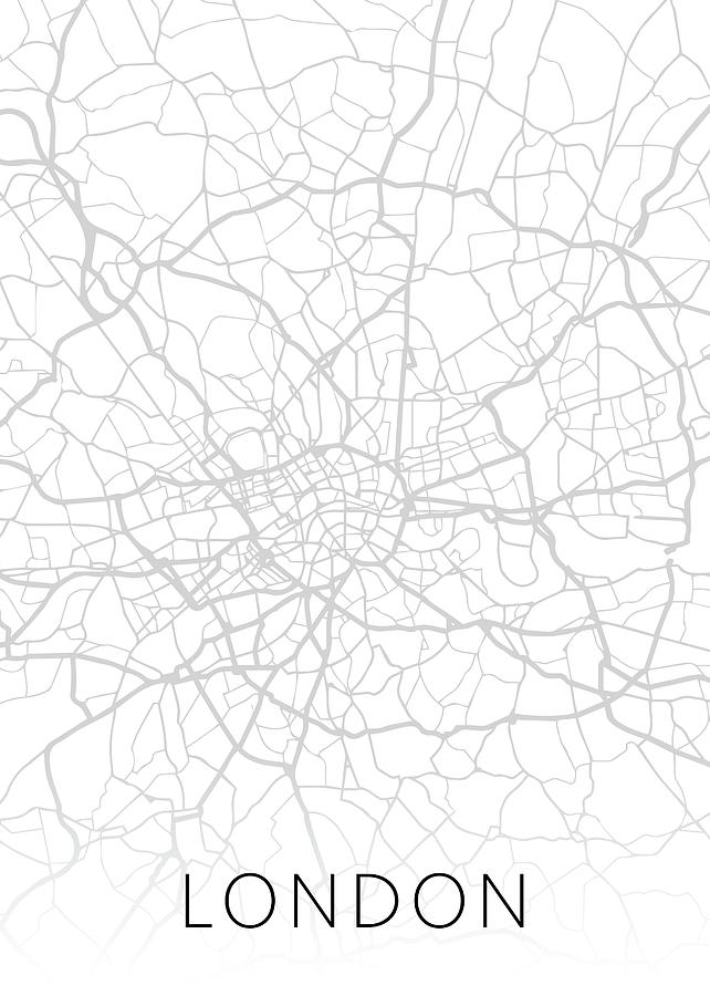 London Mixed Media - London England City Map Black and White Street Series by Design Turnpike