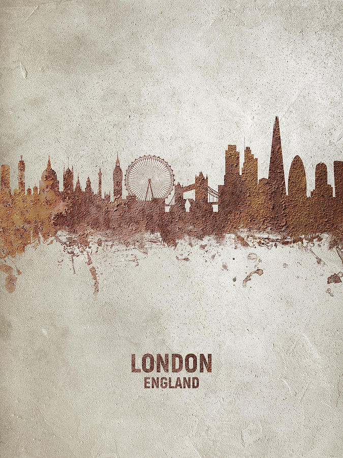 London England Rust Skyline Digital Art by Michael Tompsett