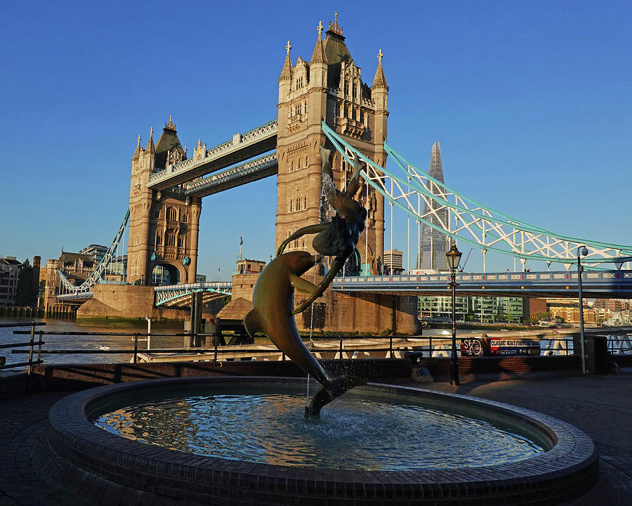 London England Tower Bridge Dolphin Statue London UK Photograph by Toby McGuire