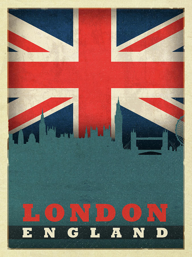 London England World City Flag Skyline Mixed Media by Design Turnpike ...