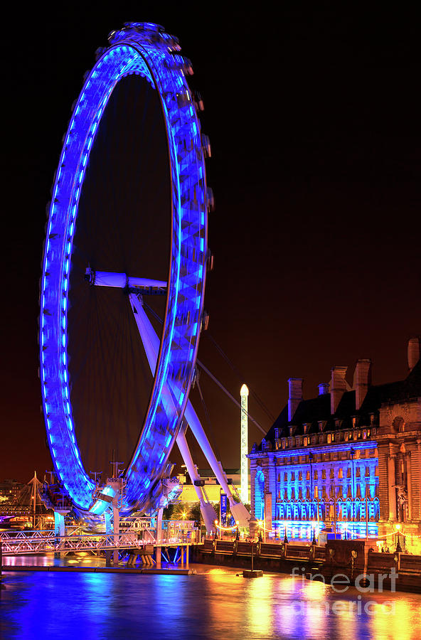 London Eye Blues at Night Photograph by John Rizzuto