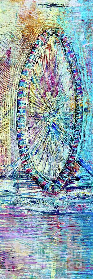 London Eye Tall Wide Billboard Format Painting by Patty Donoghue