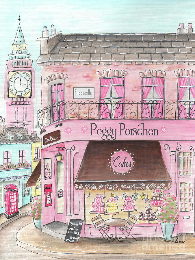 London Girl - Cake Shop Inspired By Peggy Porschen Cakes  Painting by Debbie Cerone