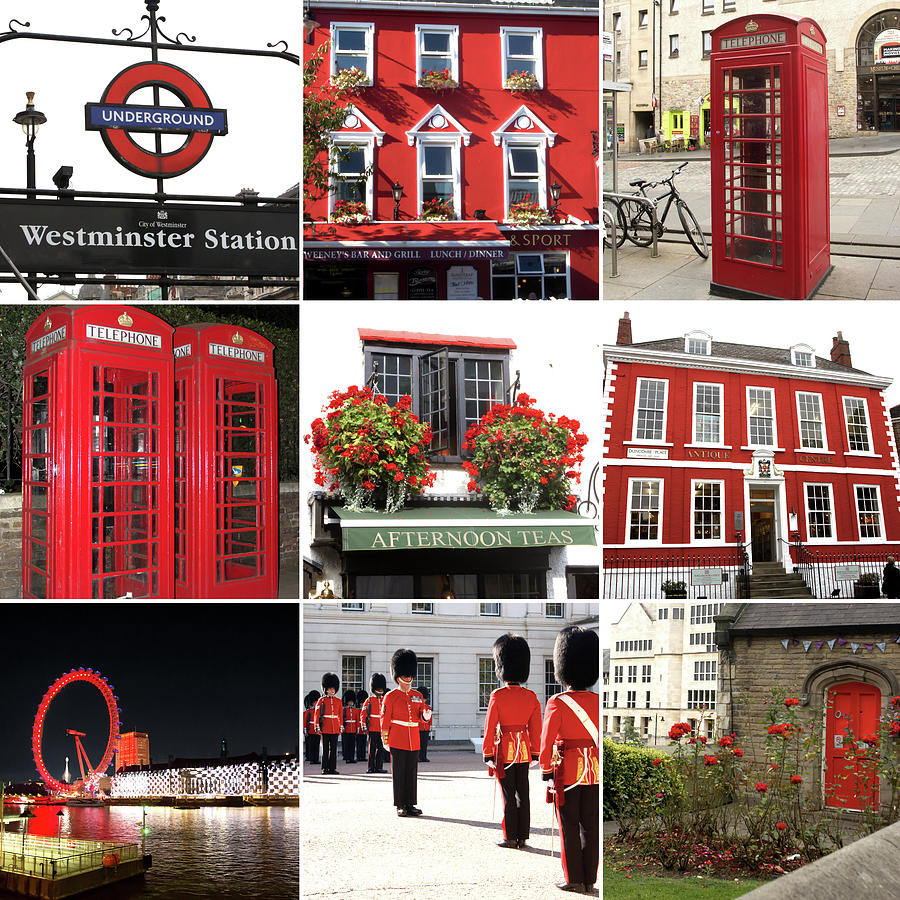 London Mixed Media - London In Red (9 Patch) by Emily Navas London Mixed Media - London In Red (9 Patch) by Emily Navas
