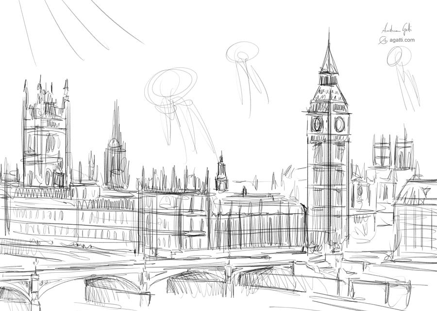 London Landscape Drawing Drawing
