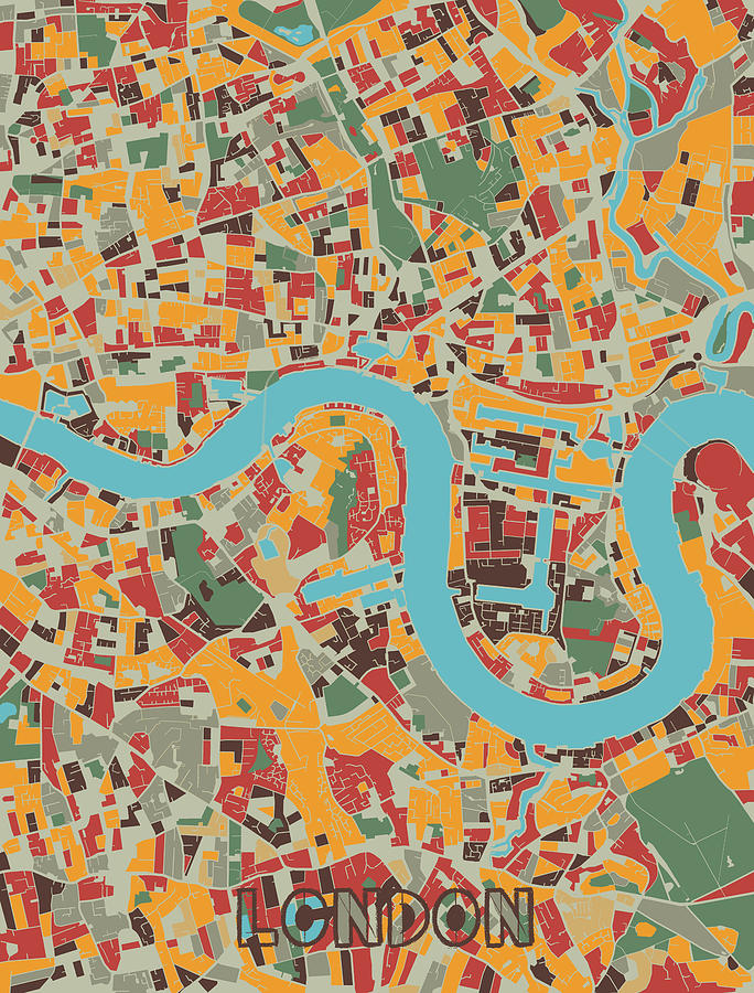 London Map Retro Digital Art