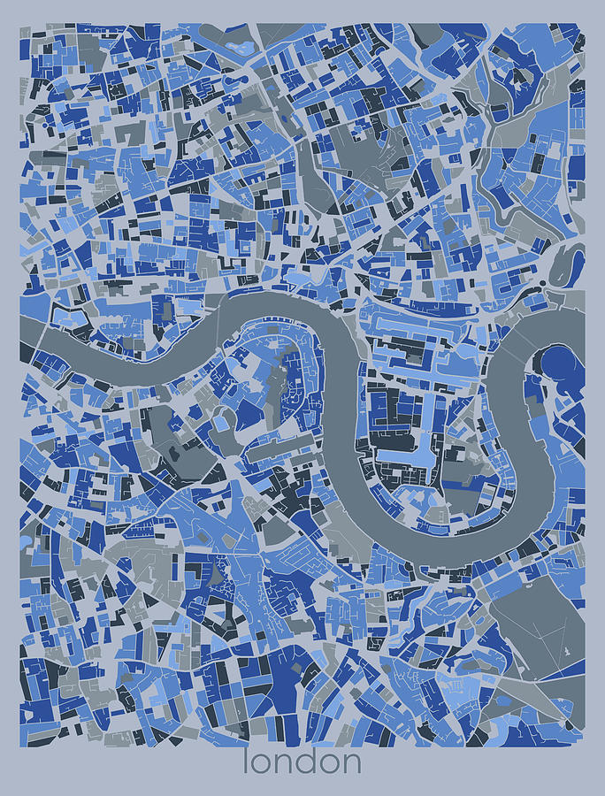 London Map Retro Blue 5 Digital Art by Bekim M