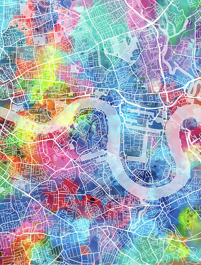 London Map Watercolor Digital Art by Bekim M