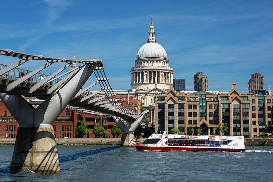 London, Millennium Footbridge And St Photograph by Sylvain Sonnet