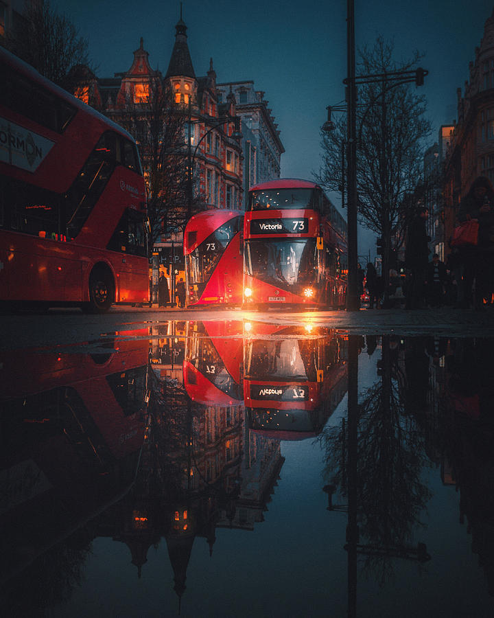 London Photograph - London Night Reflections by David George