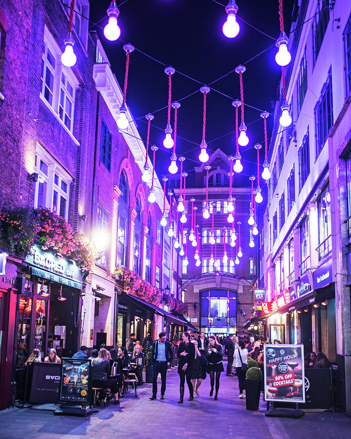 London Nightlife Carnaby Street London UK United Kingdom Purple Lights ...