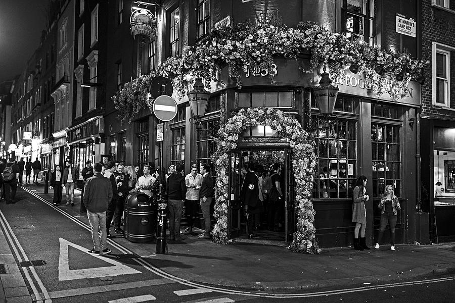 London Nightlife Covent Garden London UK Black and White Photograph by Toby McGuire