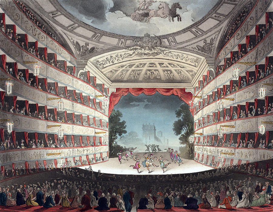 Opera House in London, 1809 Painting by Joseph Stadler