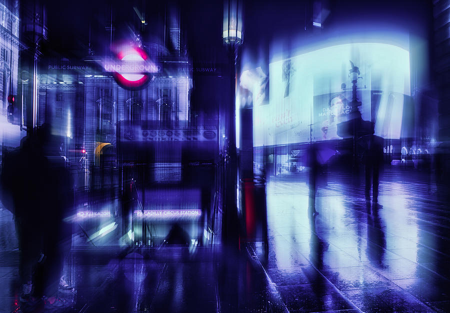 Mood Photograph - London Rain by Peter Davidson