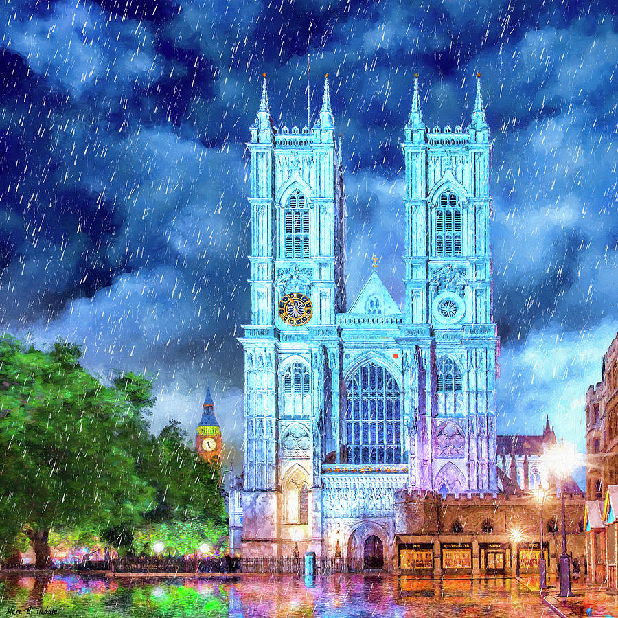 London Rain - Westminster Abbey Mixed Media by Mark Tisdale