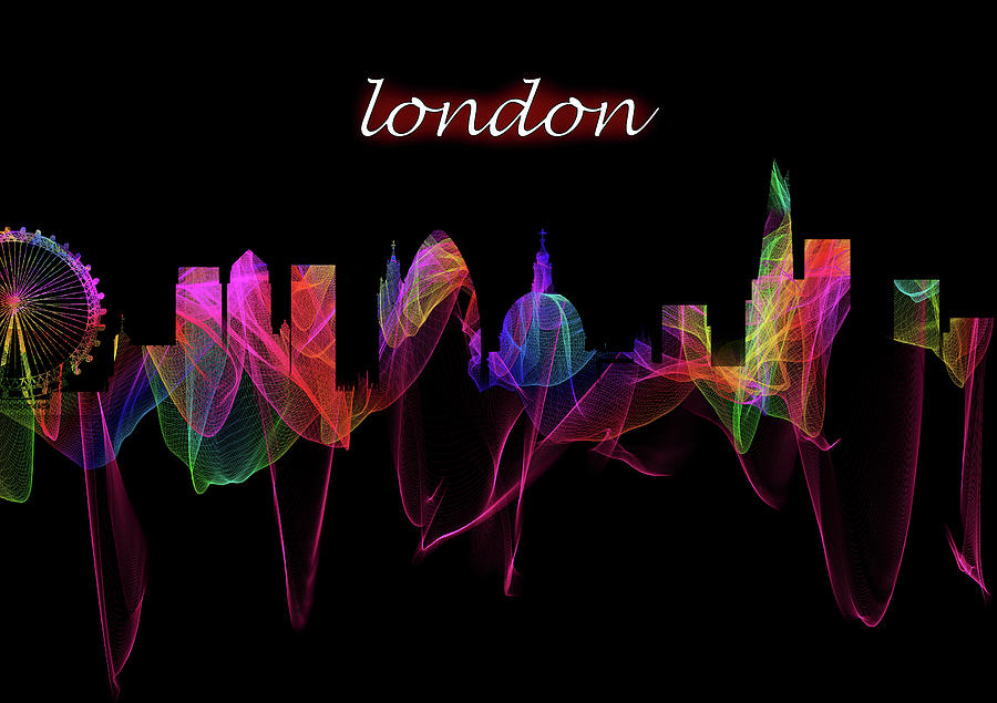 London Skyline Art with Script Photograph by Debra and Dave Vanderlaan