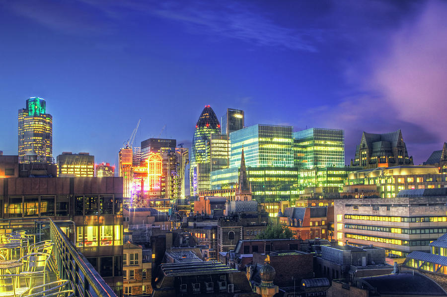London Skyline At Night Photograph by Gregory Warran