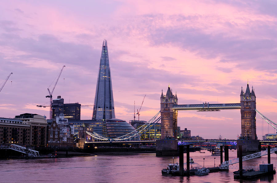 London Skyline At Sunset, Tower Bridge Photograph by Dynasoar