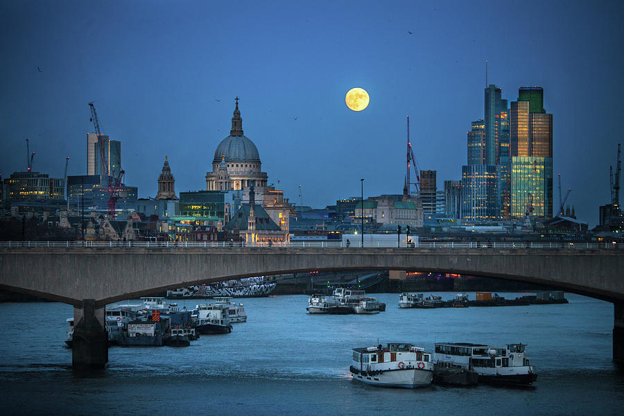 London Skyline with Full Moon Photograph by Stefanie Kilts Pixels