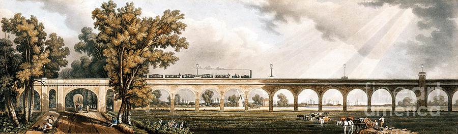 London To Greenwich Railroad Showing The Viaduct, Engineered By George Landman Painting by English School