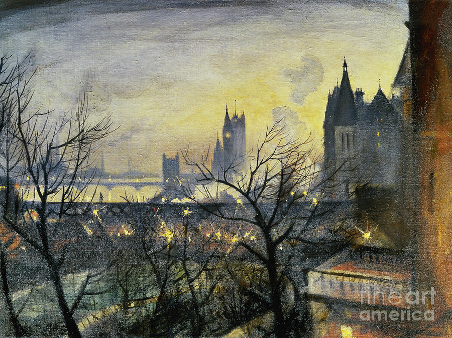 London Twilight From The Adelphi Painting by Christopher Richard Wynne Nevinson