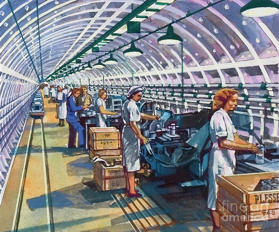 London Underground Factory During Ww2 Painting by Harry Green
