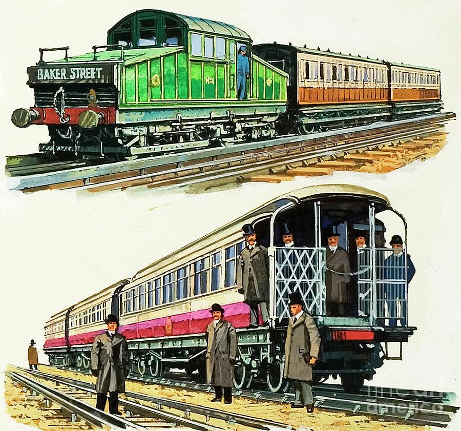 London Underground Trains Painting by Harry Green