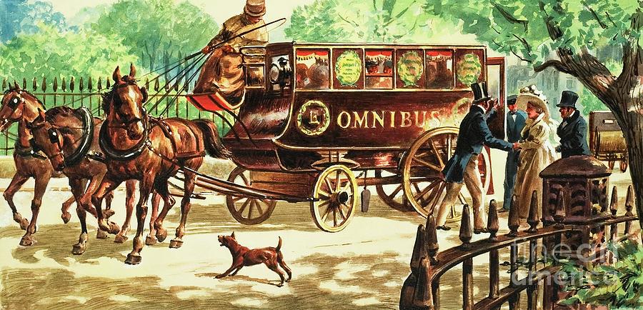 Londons First Horsedrawn Buses Painting by Cl Doughty