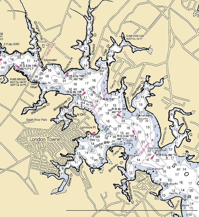 Londontowne-maryland Nautical Chart Mixed Media by Bret Johnstad - Fine ...