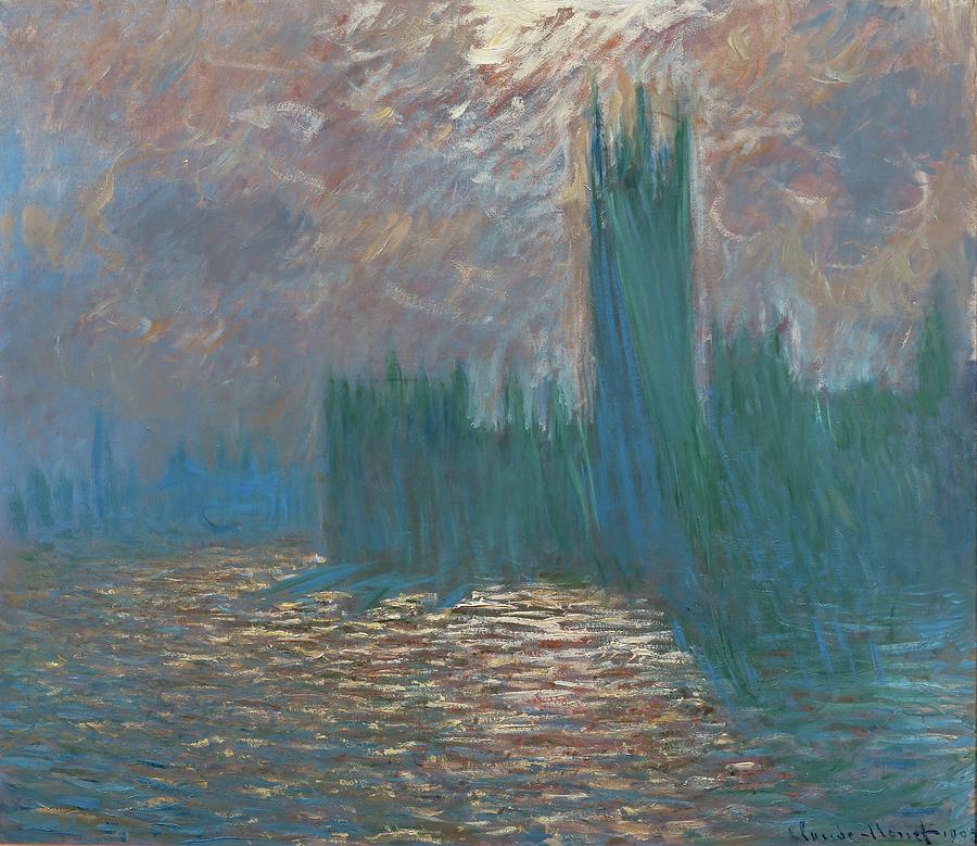 Londres, le Parlement, reflets sur la Tamise,1899-1901 Canvas, 81 x 92 cm Inv.5007. Painting by Claude Monet -1840-1926-