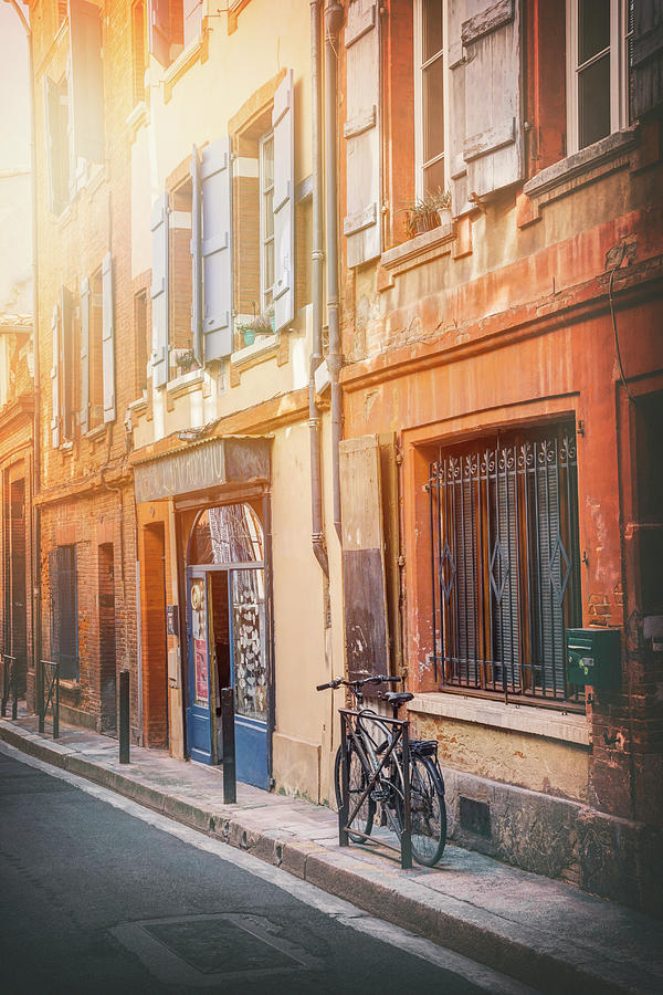Lone Bicycle in the Early Morning Sun Toulouse France  Photograph by Carol Japp