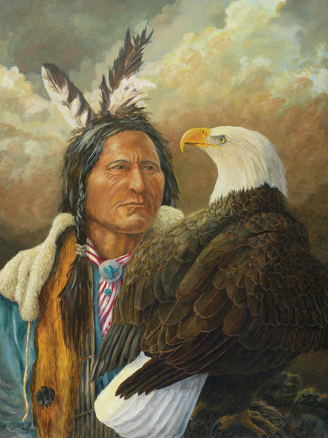 Portrait Painting - Lone Eagle by K.c. Grapes