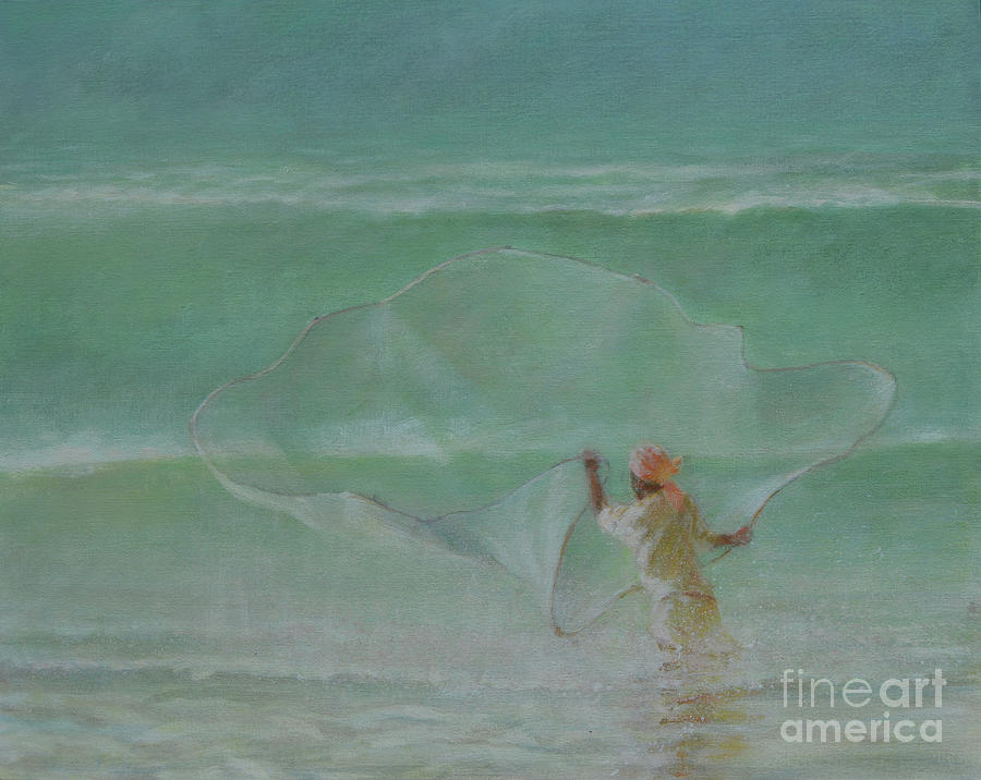 Painting Painting - Lone Fisherman 2019 by Lincoln Seligman Painting Painting - Lone Fisherman 2019 by Lincoln Seligman
