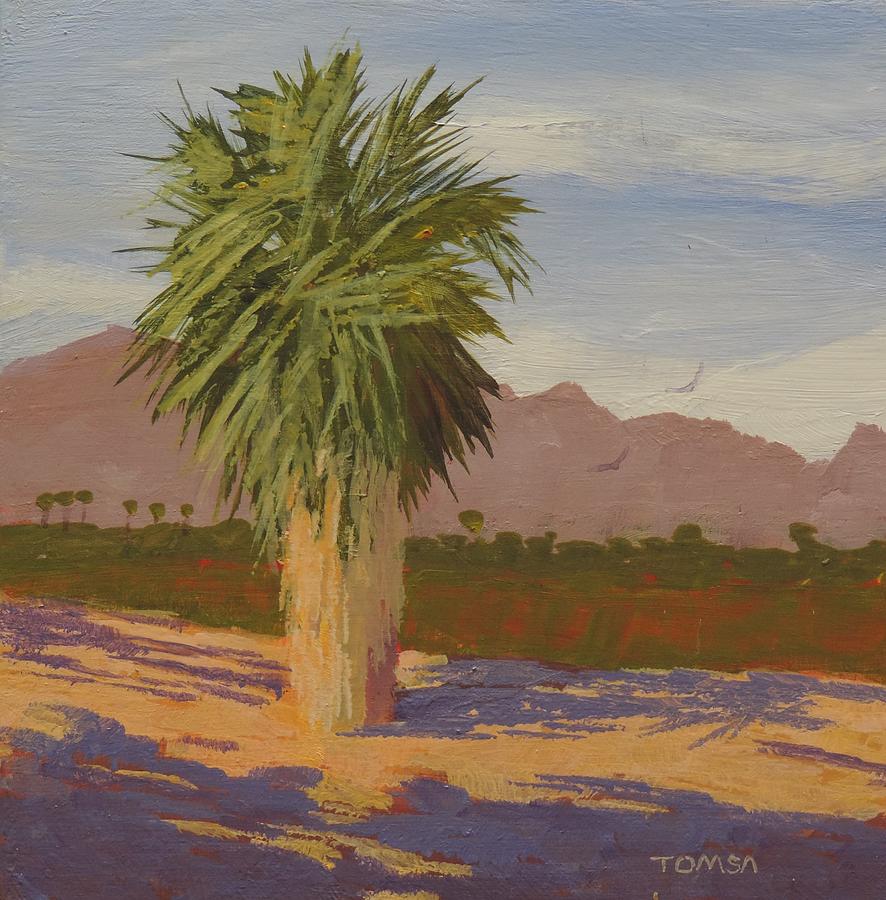 Lone Palm Tree Painting by Bill Tomsa
