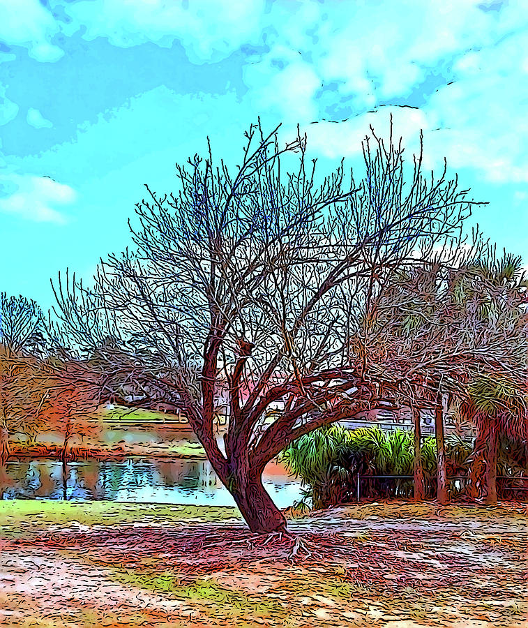 Tree Digital Art - Lone Tree on a Sunny Day at Langan Park by Marian Bell
