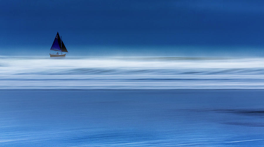 Lone Yacht, Widemouth  Bay, Cornwall. Photograph by Maggie Mccall