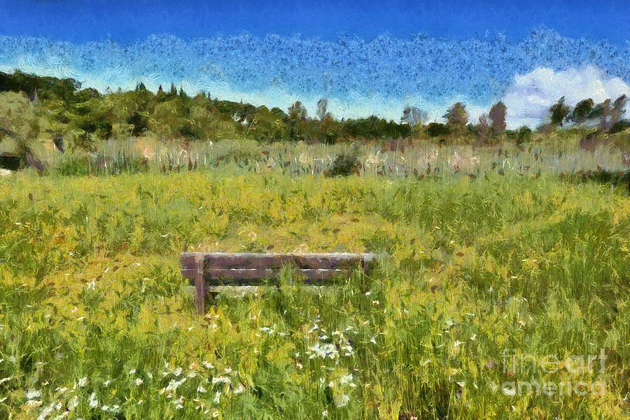 Lonely bench in nature by George Atsametakis Lonely bench in nature by George Atsametakis