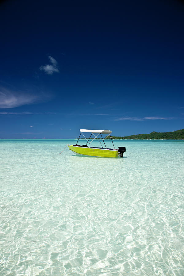 Lonely Boat In Turquoise Lagoon Photograph by Mlenny Lonely Boat In Turquoise Lagoon Photograph by Mlenny