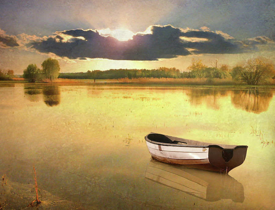 Картина одинокая лодка - 90 фото