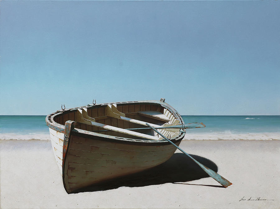 Lonely Boat On Beach by Zhen huan Lu