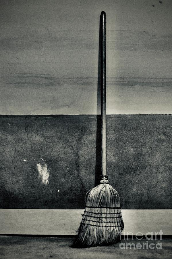 Black And White Photograph - Lonely Broom by Andres Cavazos of Amvzo.com  by Bitcoin Giraffe