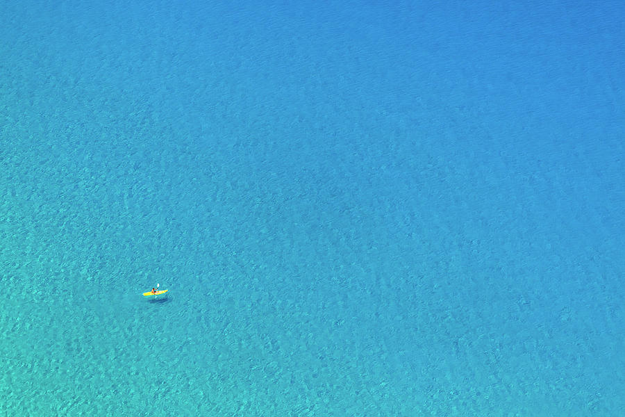 Lonely Kayak In Blue Sea, Italy Digital Art by Pietro Canali