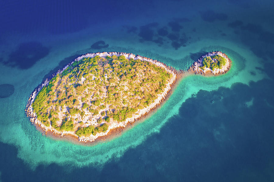 Lonely Mediterranean island aerial view Photograph by Brch Photography