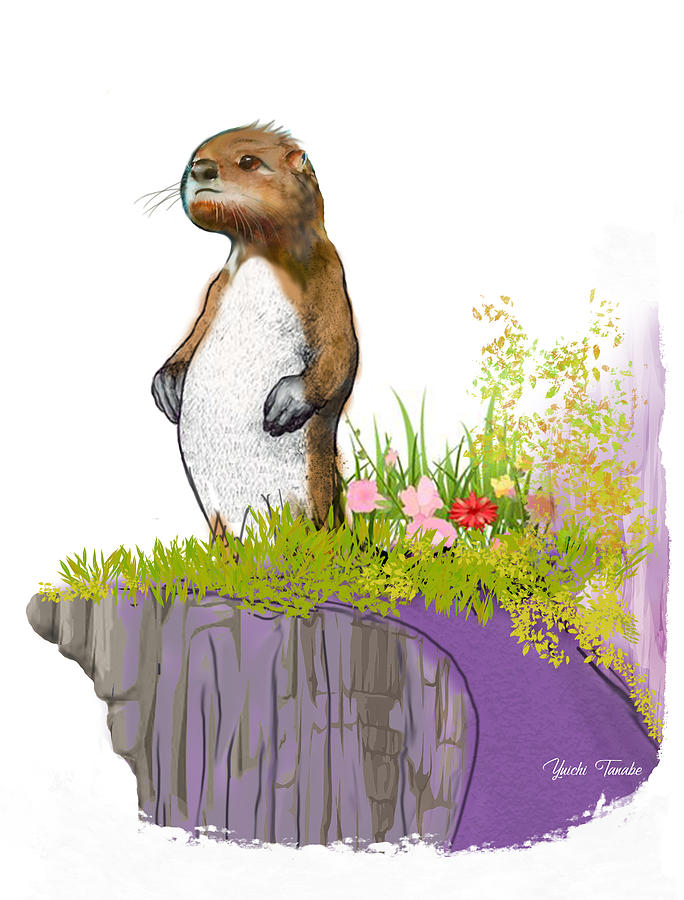 Lonely Otter Digital Art by Yuichi Tanabe