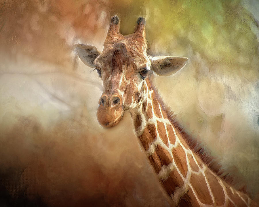 Long and Lean Giraffe Painting by Jeanette Mahoney