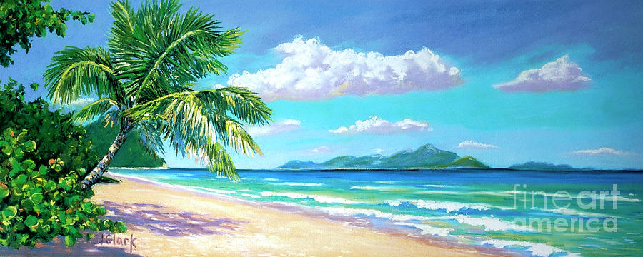 Coconut Painting - Long Bay Beach  9x23 by John Clark