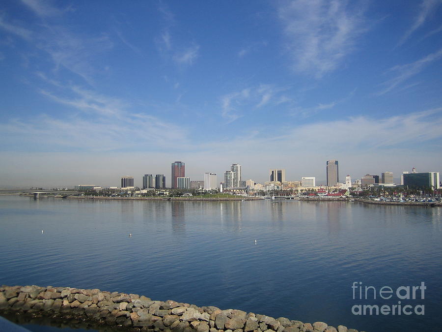 Long Beach Harbor Panoramic Waterfront View Southern California Blue